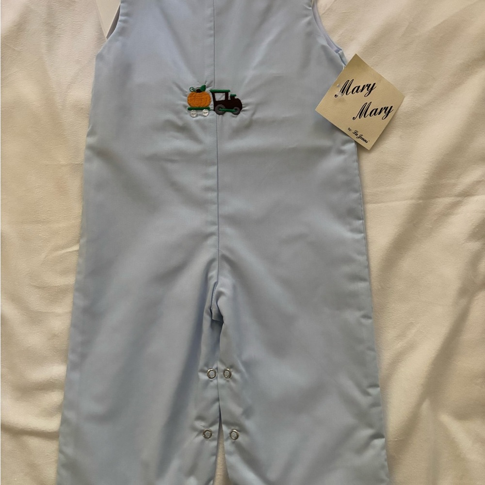 Never WORN MaryMary by La Jenn’s,  Light Blue JonJon with Embroidered Tractor